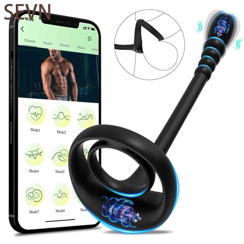 APP Remote Control Cockring Ring Vibrator for Men Testicle Massage Prostate Stimulation Anal Butt Plug Masturbator Adult Sex Toy W250618