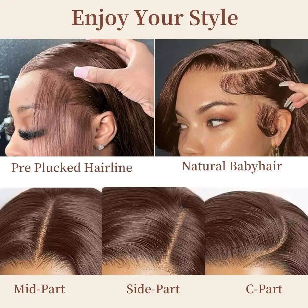 Chocolate Front 13x4 13x6 HD Lace Frontal Pre Plucked Body Wave Brown Human Hair Wig Colored Wigs
