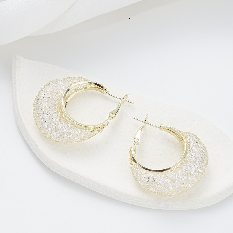 High-End Earrings for Women Mesh Copper Design Studs Versatile Trendy Temperament Ear Clips