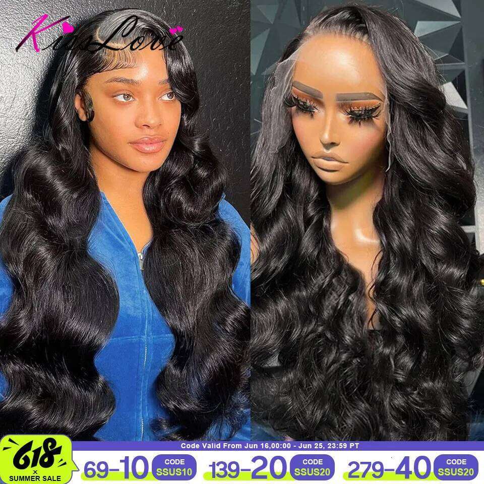 KissLove Body Wave 13x4/13x6 Front Pre Plucked 5x5 HD Closure Wigs 360 Human Hair Lace Frontal Wig