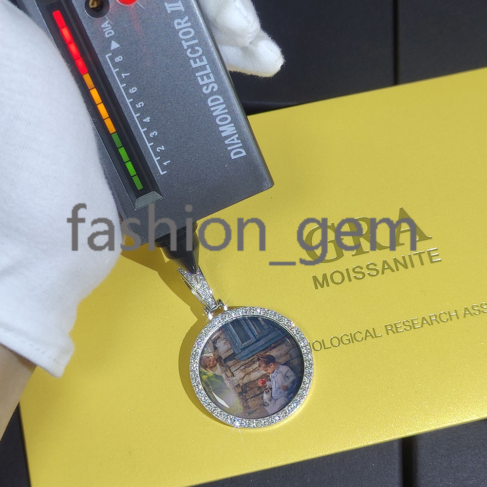 925 Sterling Silver Jewelry Moissanite Picture Pendant Passes Diamond Tester Customized Photo Pendant Necklace
