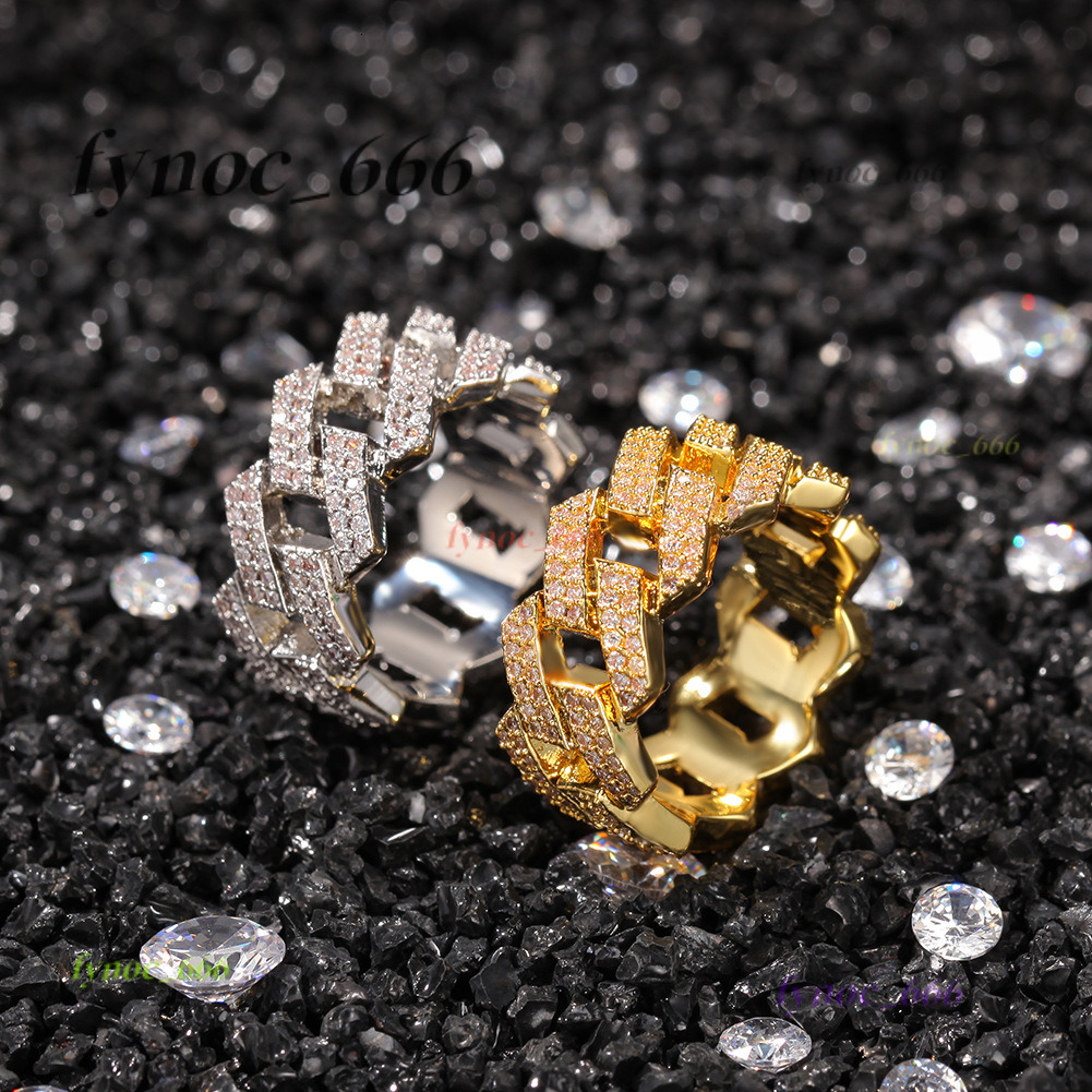 Wholesale Vvs Lab Grown Diamond Cuban Link Ring Hip Hop Style Iced Out Round 925 Silver Lab Made Diamond Cuban Ring Men Women