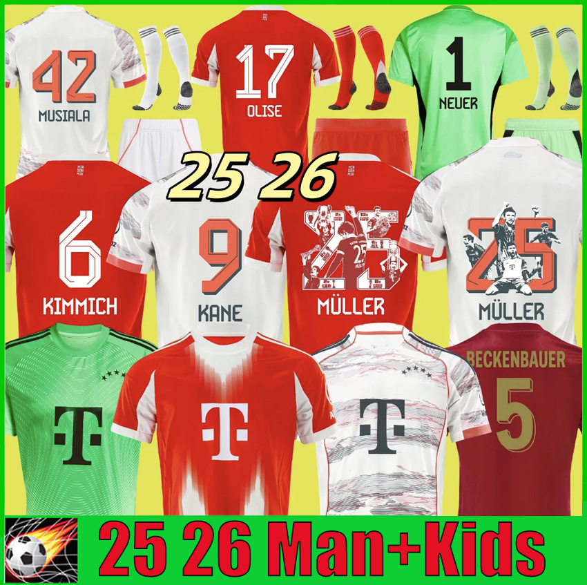 25 26 KANE OLISE soccer jerseys 125-Year Anniversary BAYERNS MUNICH SANE KIMMICH UPAMECANO MULLER COMAN 2025 2026 football shirt DAVIES MUSIALA GNABRY 2025 Kids Kit