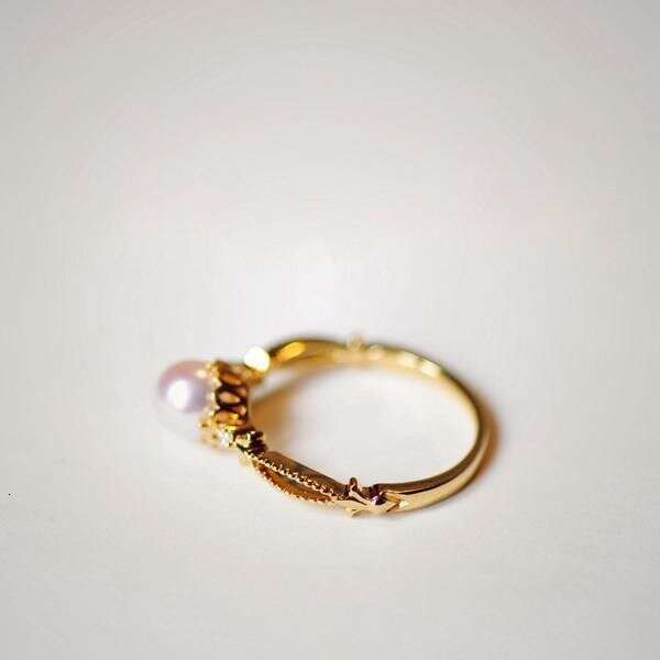 Same Style Anti-Pearl for Women, High-End Ins Style, Inlaid with Zircon, Exquisite Gold-Plated Ring