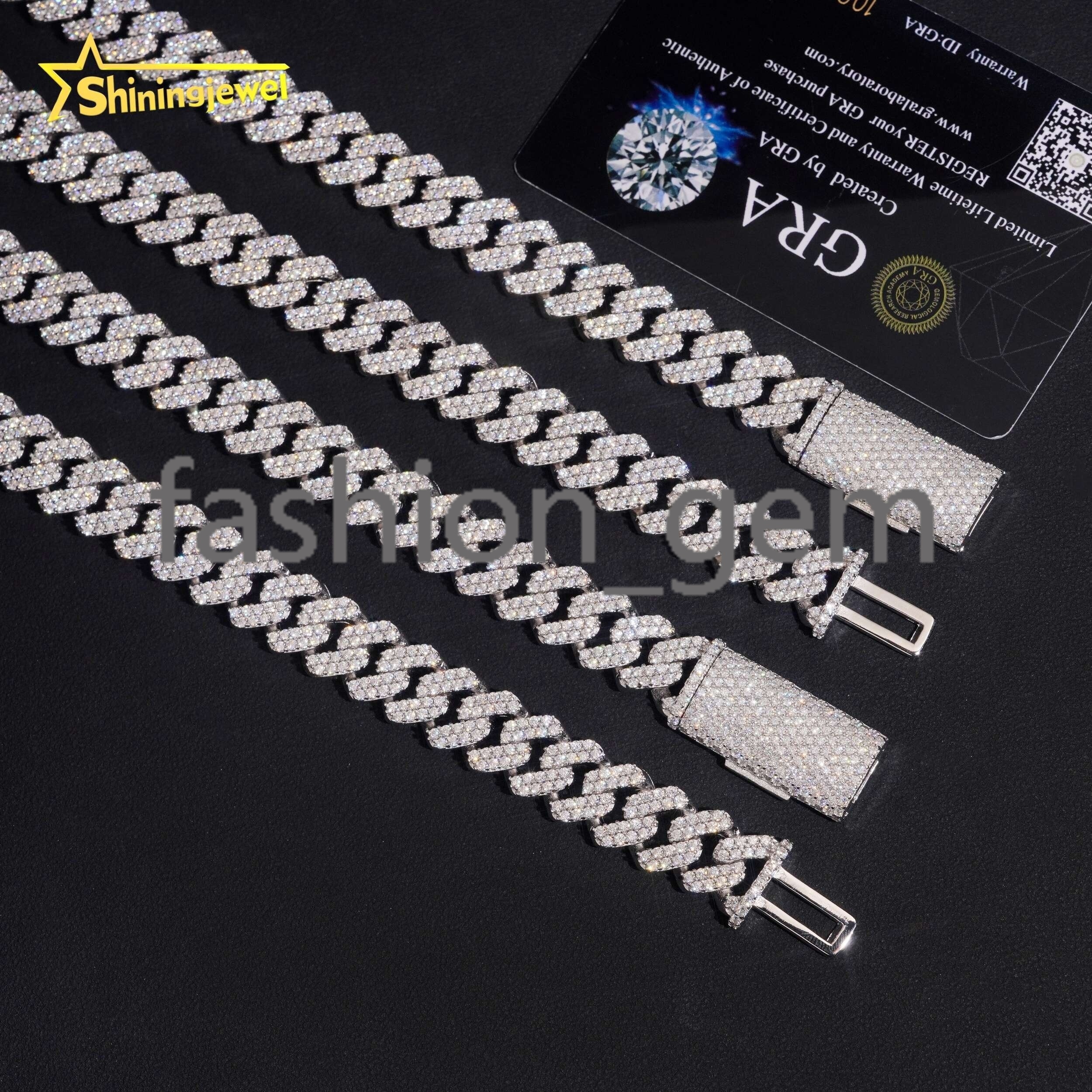 Hip Hop Jewelry Rapper High Quality GRA Certificate 925 Silver Iced Out 12.5mm Moissanite Diamond Cuban Link Chain
