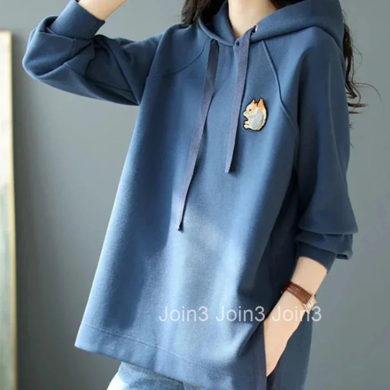 Cotton Womens Hooded Sweatshirts Plain Baggy Loose Female Top Novelty E Y2k Style Coat Korean Clothing Popular Clothes Hoodies