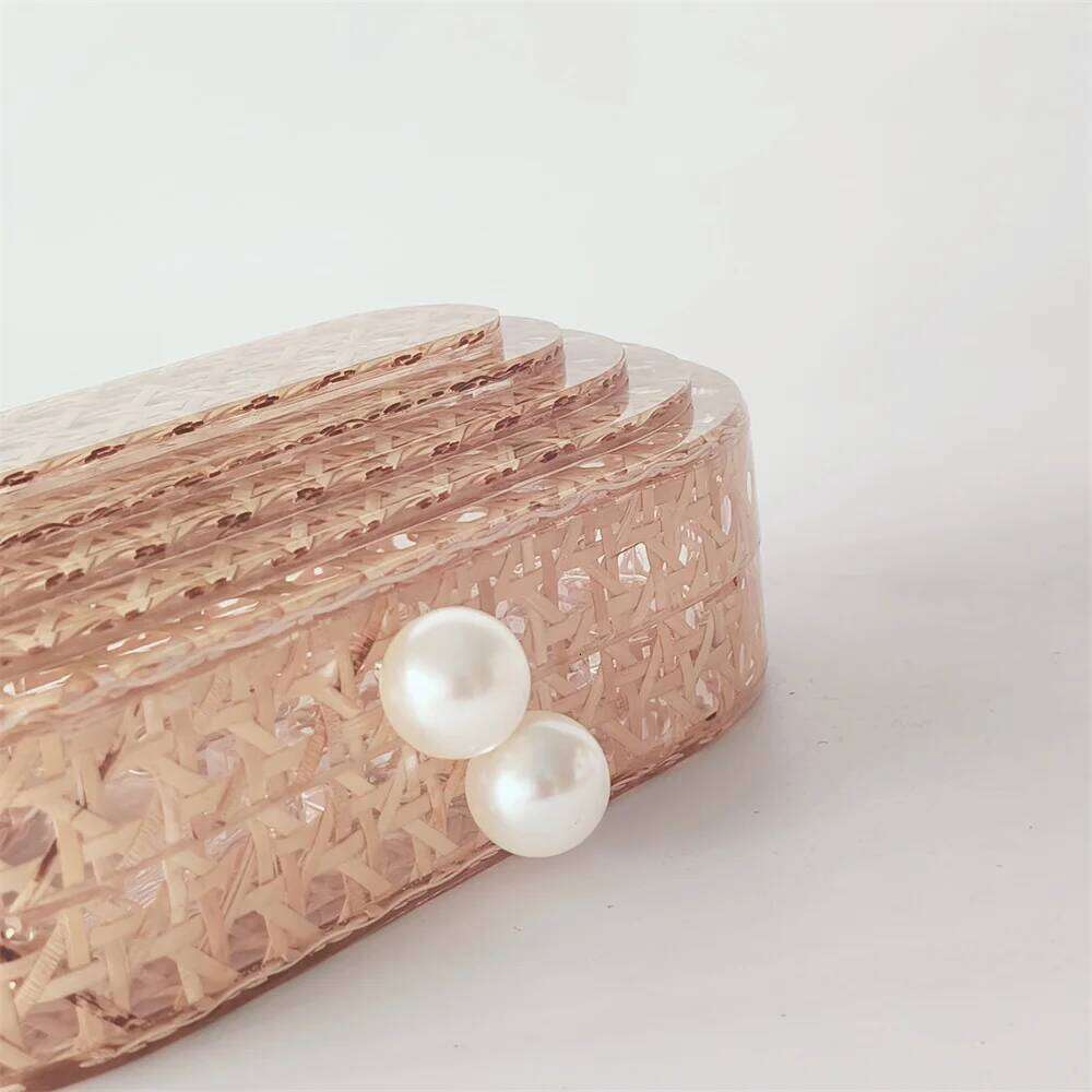Lady Women Rattan Clutch Acrylic Egg Cane Bag Evening Wedding Party Summer Beach Mini Female Handbag Designer Purse