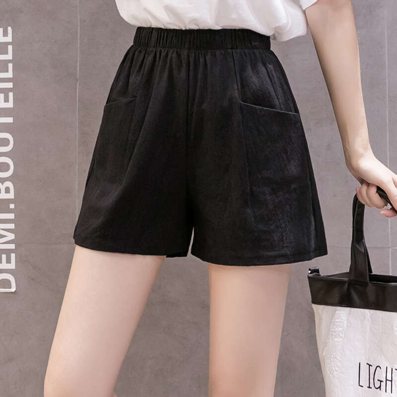 Cotton Linen Shorts For Women Plus Size Wide Leg Home Beach Hot Summer Loose Casual Sports Five-Point Pants B5