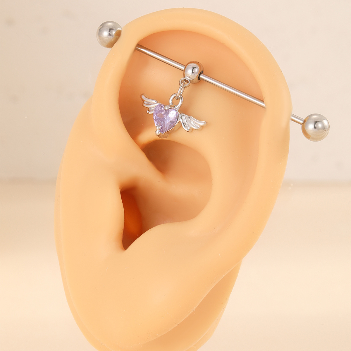 Trendy Hip-Hop Style Red Heart-Shaped Piercing Earrings Versatile Internet Celebrity Ear Bone Studs
