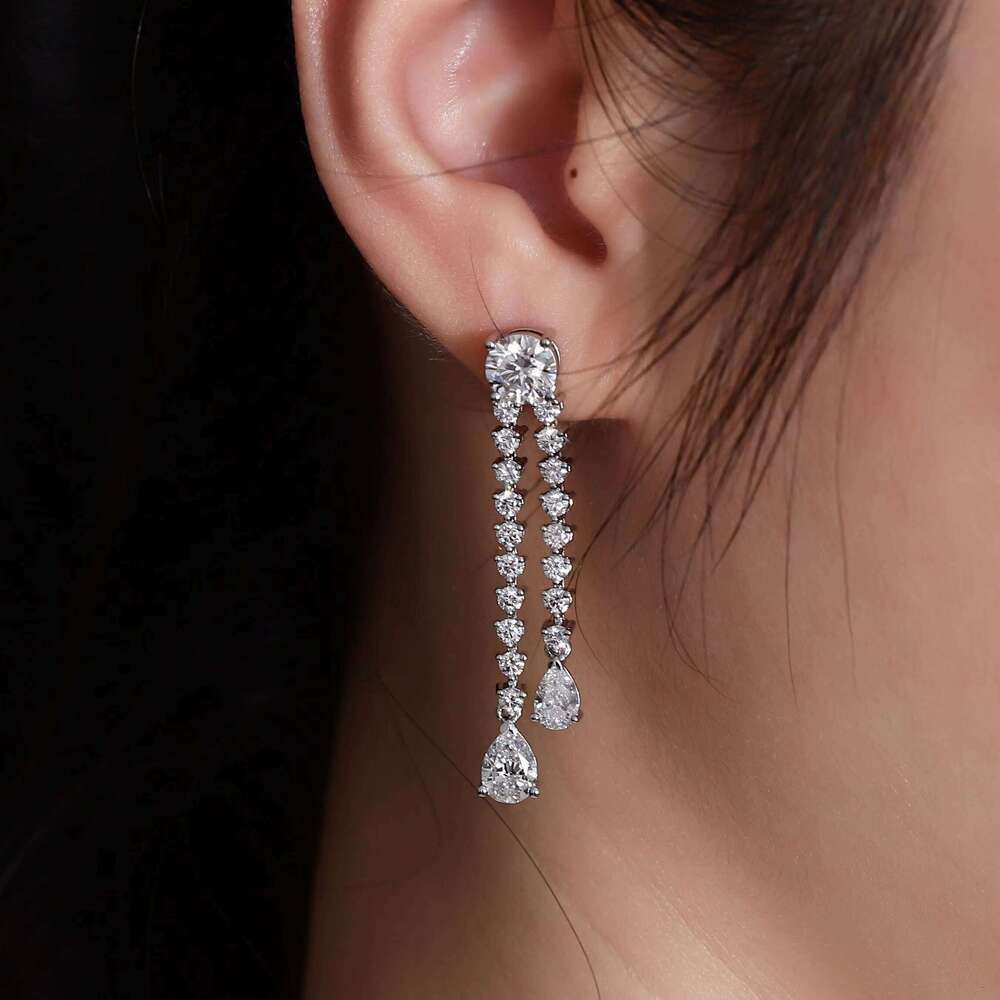 14k Pure Gold with IGI Certificate, Round Pear Cut VVS D Color Near War Laboratory White Drop Earrings
