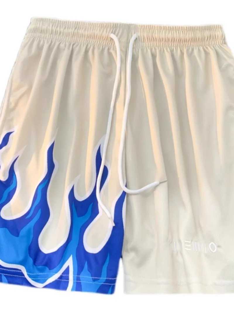 Flame sports shorts mens loose American hip hop basketball pants summer couple trendy brand mens and womens shortsXJ250618