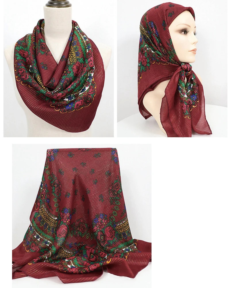 70X70CM High-Quality Square Fashion Scarf Women Floral Cotton Bandanas Lady Scarves HIjab Headband Accessories Handkerchief Hair 250617