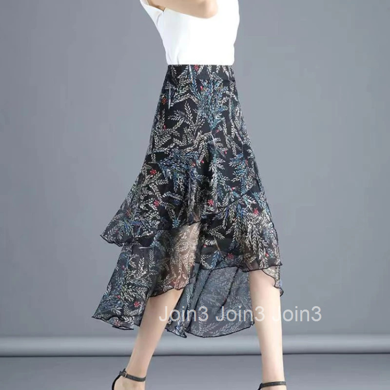 Floral Skirts for Women Long Casual Maxi Woman Skirt New In Aesthetic Clothing Sales Chic and Elegant Cheap 2025 Trend A Line V