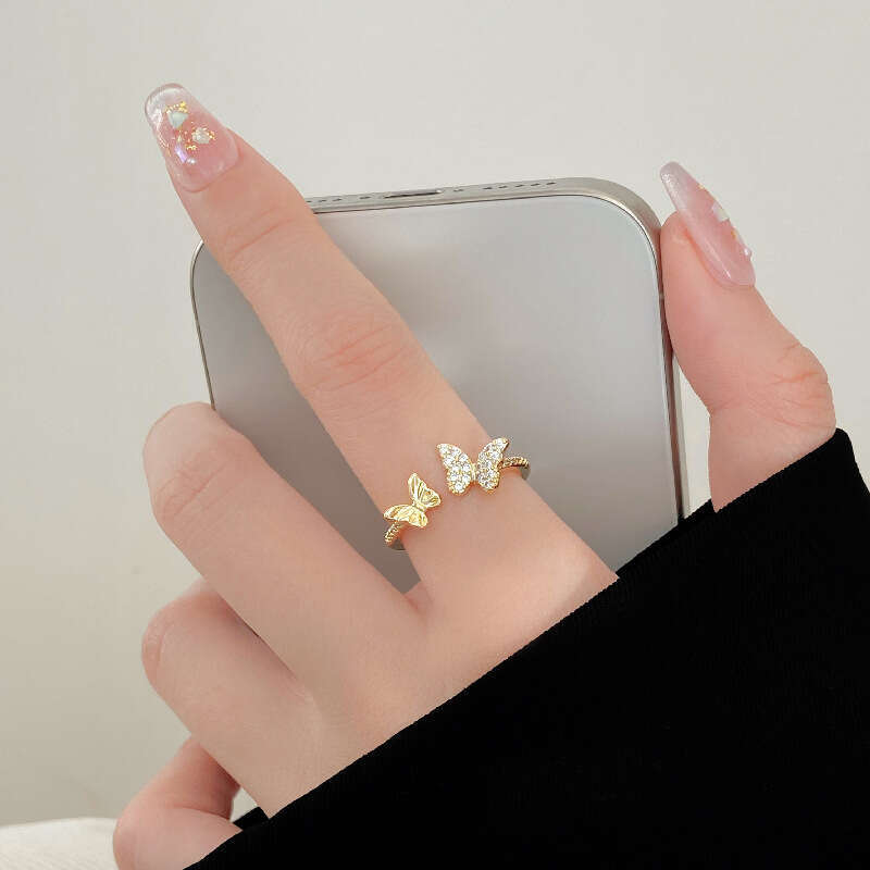 Butterfly Open Women's Same Style Light Luxury High-end Niche Design Versatile Ring