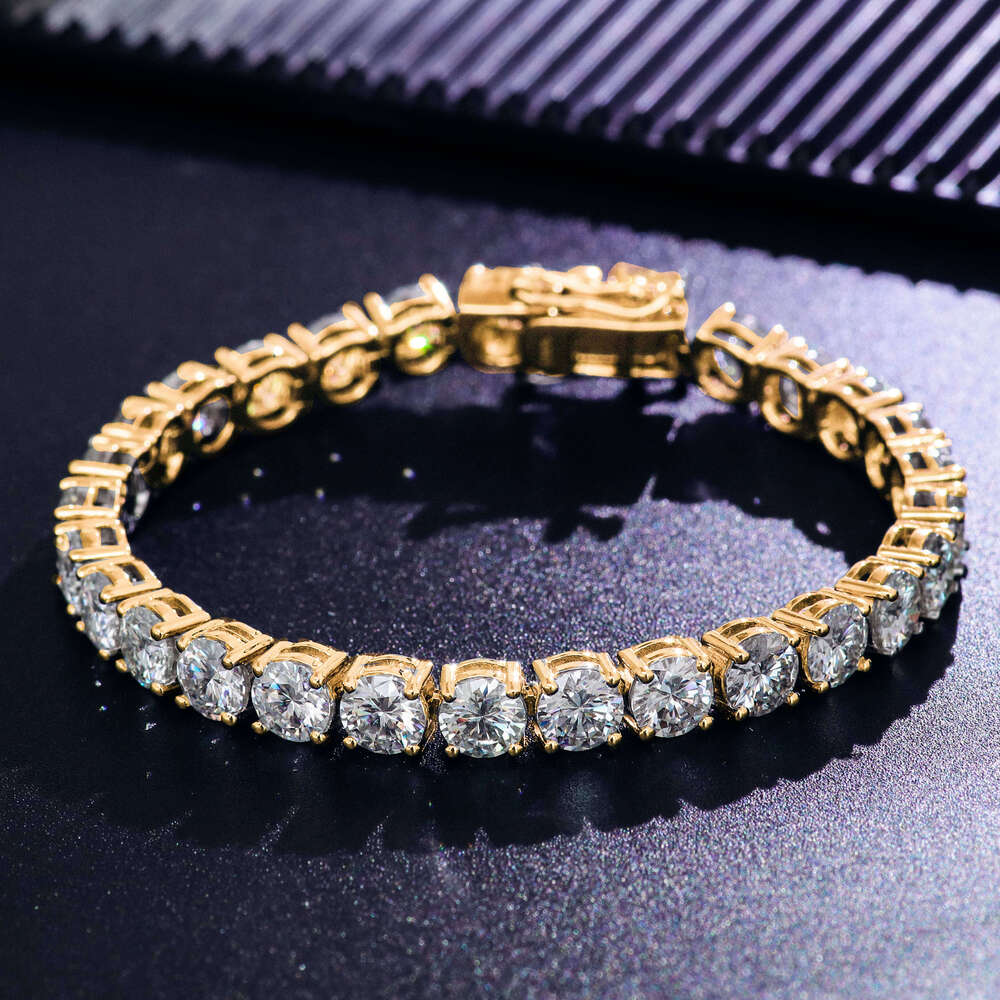 10K 14K Gold 5mm 9inch Iced Bracelet Phosphor Hip-Hop Tennis Chain