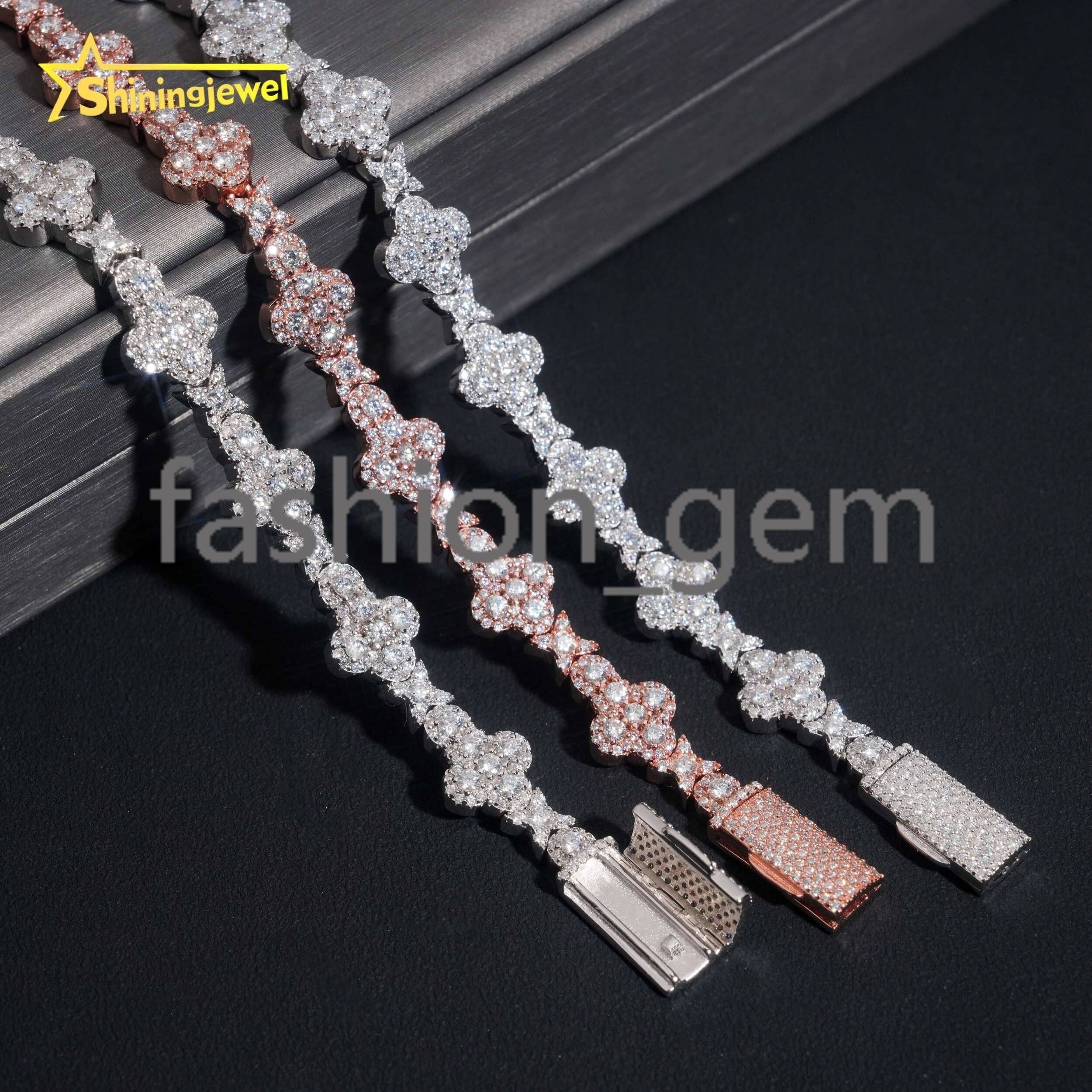 Fine Jewelry Hot Selling GRA Certificate Iced Out 10mm 925 Sterling Silver Hip Hop Cross Moissanite Bracelet