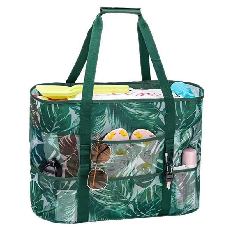 Mesh Beach Bag with Mtiple Pockets Outdoor Sprots Gym Swimming Storage Bag Large Capacity Travel Vai Shopping Picnic Bags B250618