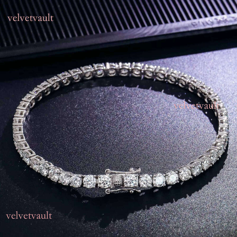 6 9inch Chain Sterling Sier Tennis Bracelet 4mm Silicon Pointed Setting Hip Hop Style for Men and Women
