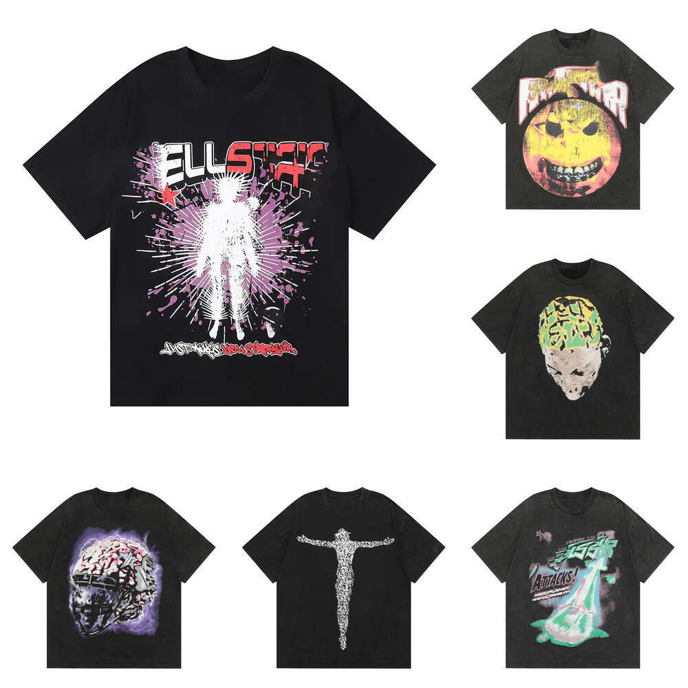 Summer Mans Hallly Shirt Designer T Shirt Mens T Shirt Trend Pattern Helles Shirt With Monogrammed Print Black Short Sleeve Top Mens Hip Hop Clothing Starness