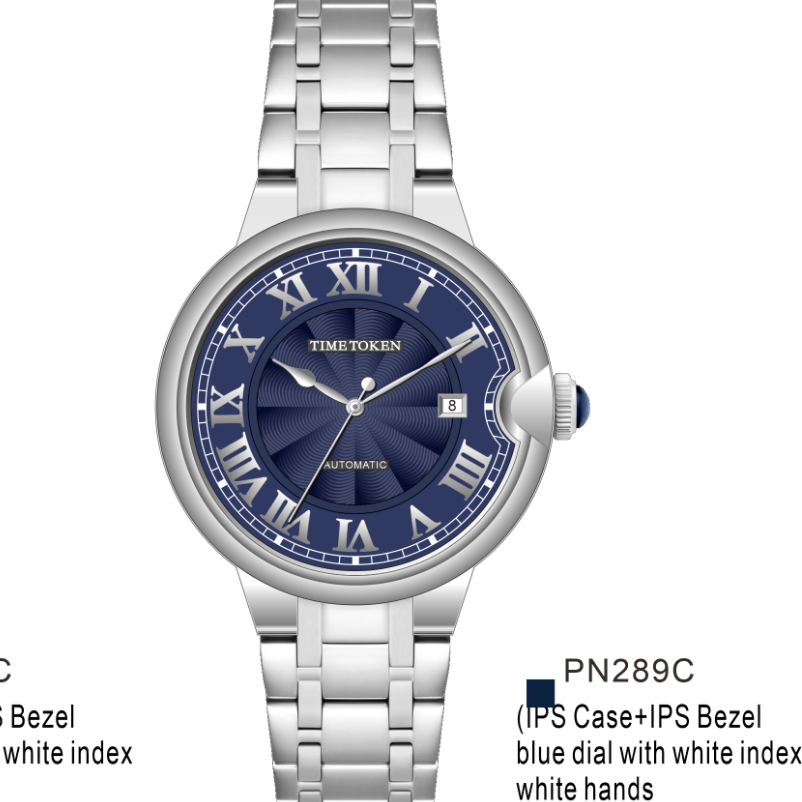 Luxury Balloon Style TIME TOKEN Fashionable Men's Watch with 304L Steel Case, Mechanical Movement, Sapphire Glass and 50M Water Resistance
