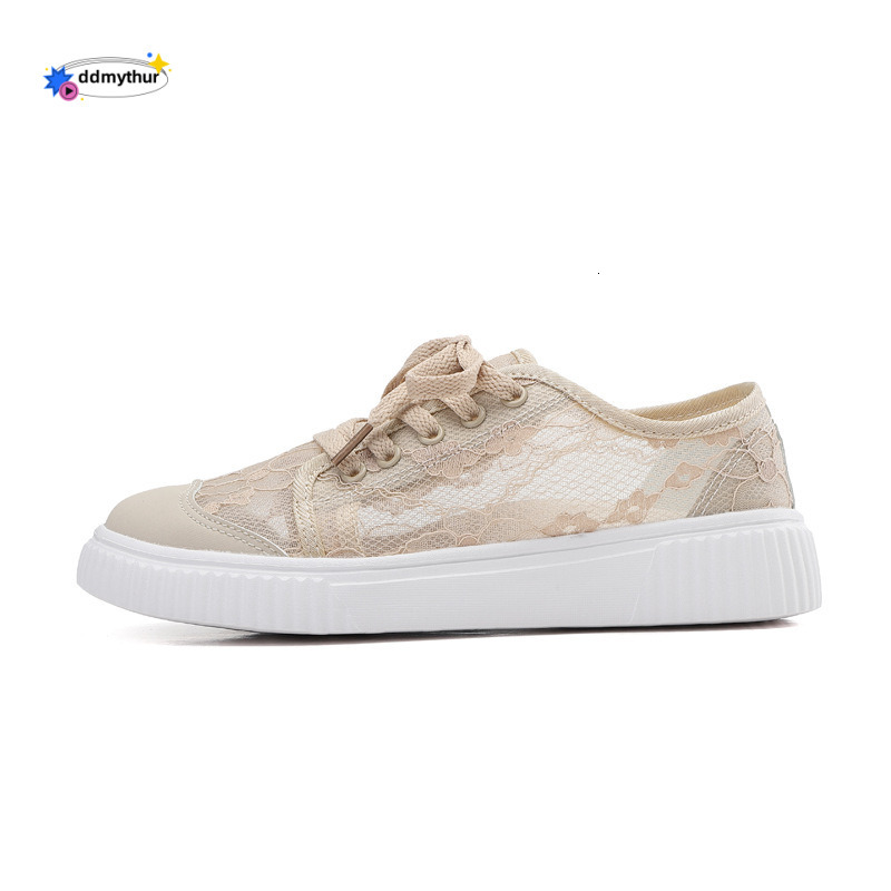 2025 Summer New Trend Lace Mesh Breathable Canvas Shoes Casual Sports White Sneakers ddmythur
