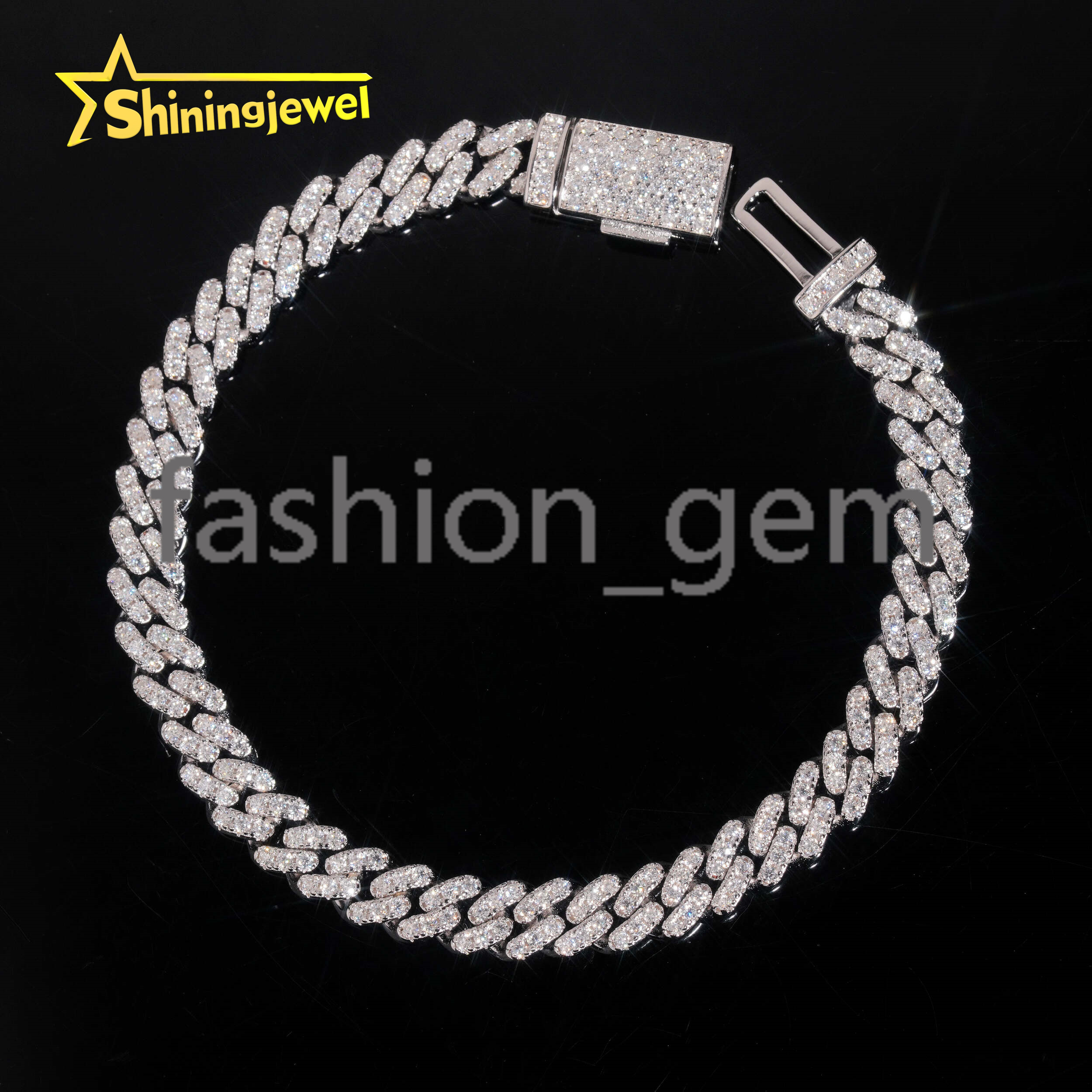 Hip Hop Jewelry 925 Sterling Silver 6mm Fully VVS Moissanite Cuban Bracelet GRA Iced Out Mens Womens Moissanite Bracelet