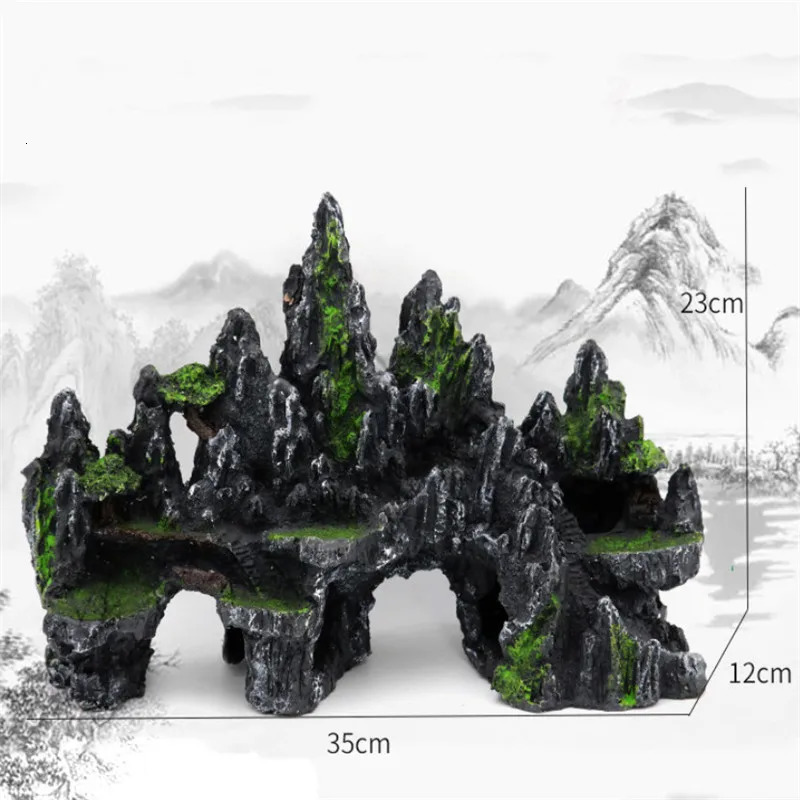 super large size rockery aquarium decorations Fish tank landscaping resin Decorative rocks 13X4.7X9 inch 250613