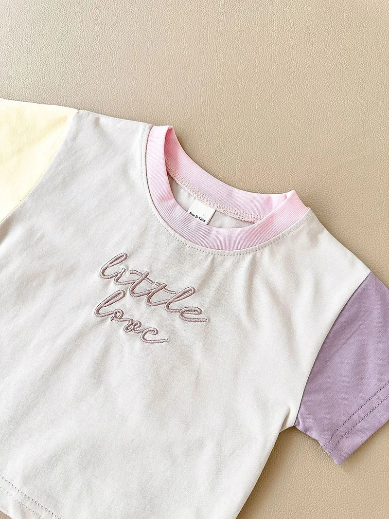 MILANCEL Summer Baby Clothes Set 9M4T Color Block Letter Toddler Girls TshirtShorts Infant Leisure Cotton Outfit 2PCS 250618