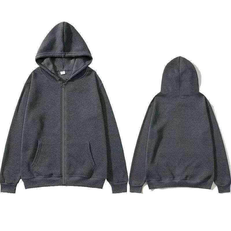 Retro Hoodie for Men, Loose Long Sleeve Zipper Jacket, Haruku Style, Casual and Gothic, Y2K Streetwear