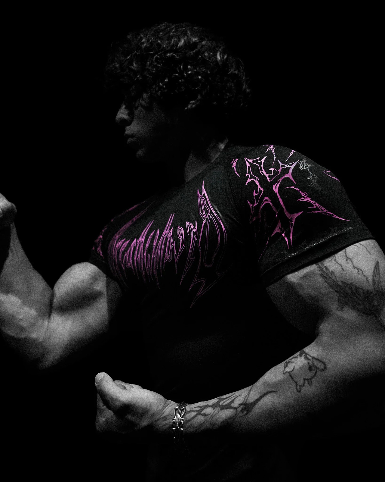 2025 Breathedivinity Dark Gothic Fitness Stretch Short Sleeve Mens Y2K Summer Sports Quick Dry T-Shirt Singles 250617