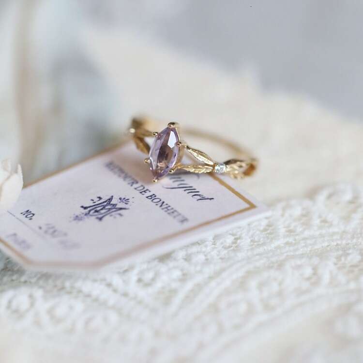 Tears of Artemis" Dreamy Light Amethyst Rose Cut Inlaid Luxury Style Ring Versatile