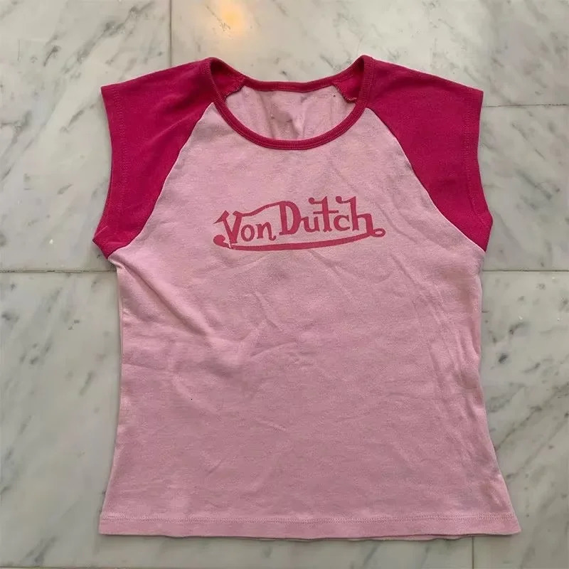 Y2K American letter printed Tshirt for womens trendy street fashion short sleeved with exposed navel summer 250617