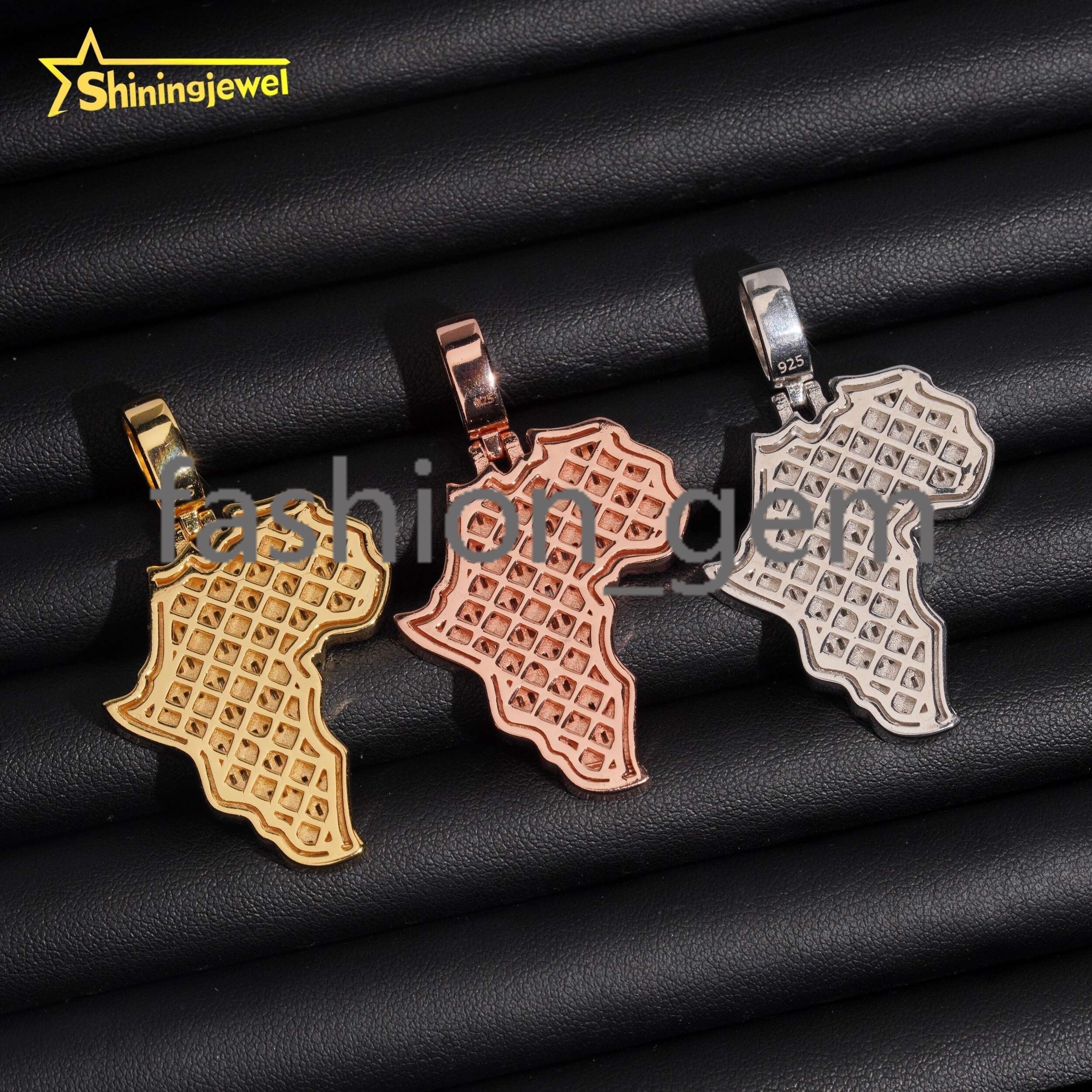 Hip Hop Silver 925 Custom Pendant Iced Out D Color VVS Moissanite Diamond Map Mens Pendant