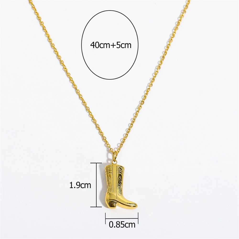 Stainless Steel Golden Color Western Cowboy Boots Pendant Necklace for Women Link Chains Collar Necklaces Cowgirl Gifts W250618
