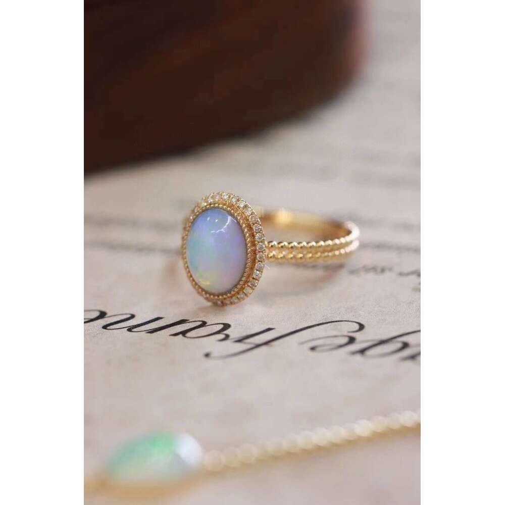 Natural Opal Strong Fire High-end Sense Niche Design Candy Color Light Luxury Exquisite Ring Ins Style Jewelry