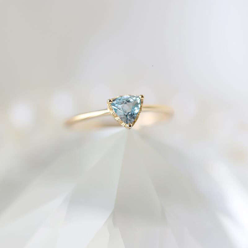 Wanderer's Song" Anti-Blue Topaz Triangle Cut Gold-Plated High-End Light Luxury Niche Adjustable Ring