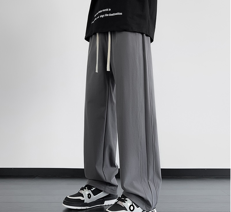 2025 Men's Spring-Autumn New Arrival - American Casual Straight-Wide Leg Pants Teenagers' Drapey Sports Long Trousers with Relaxed Fit