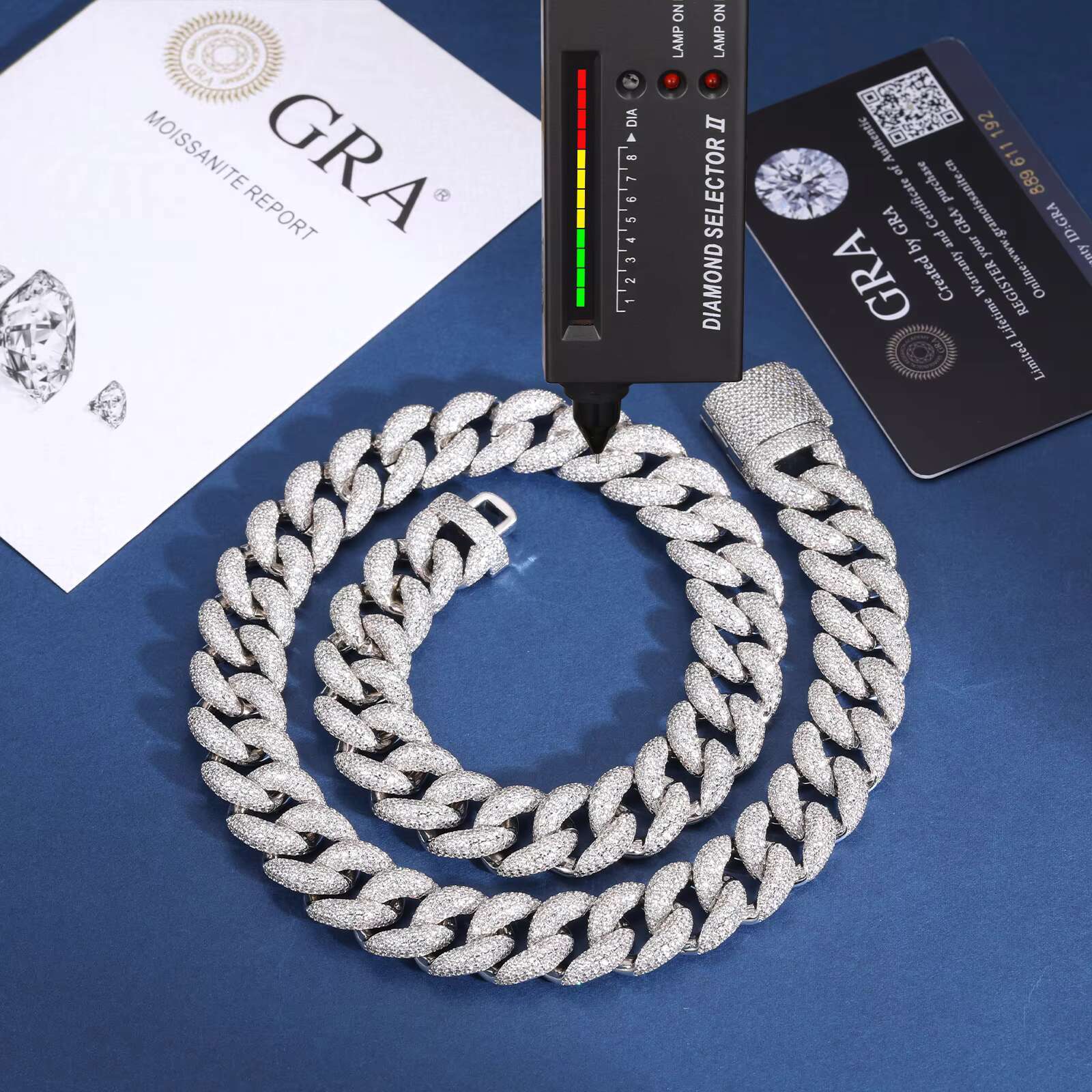 Mossanite Hip Hop Jewelry 16mm 925 Sterling Silver VVS Moissanite Diamond Iced Out Cuban Link Chain Necklace for Men