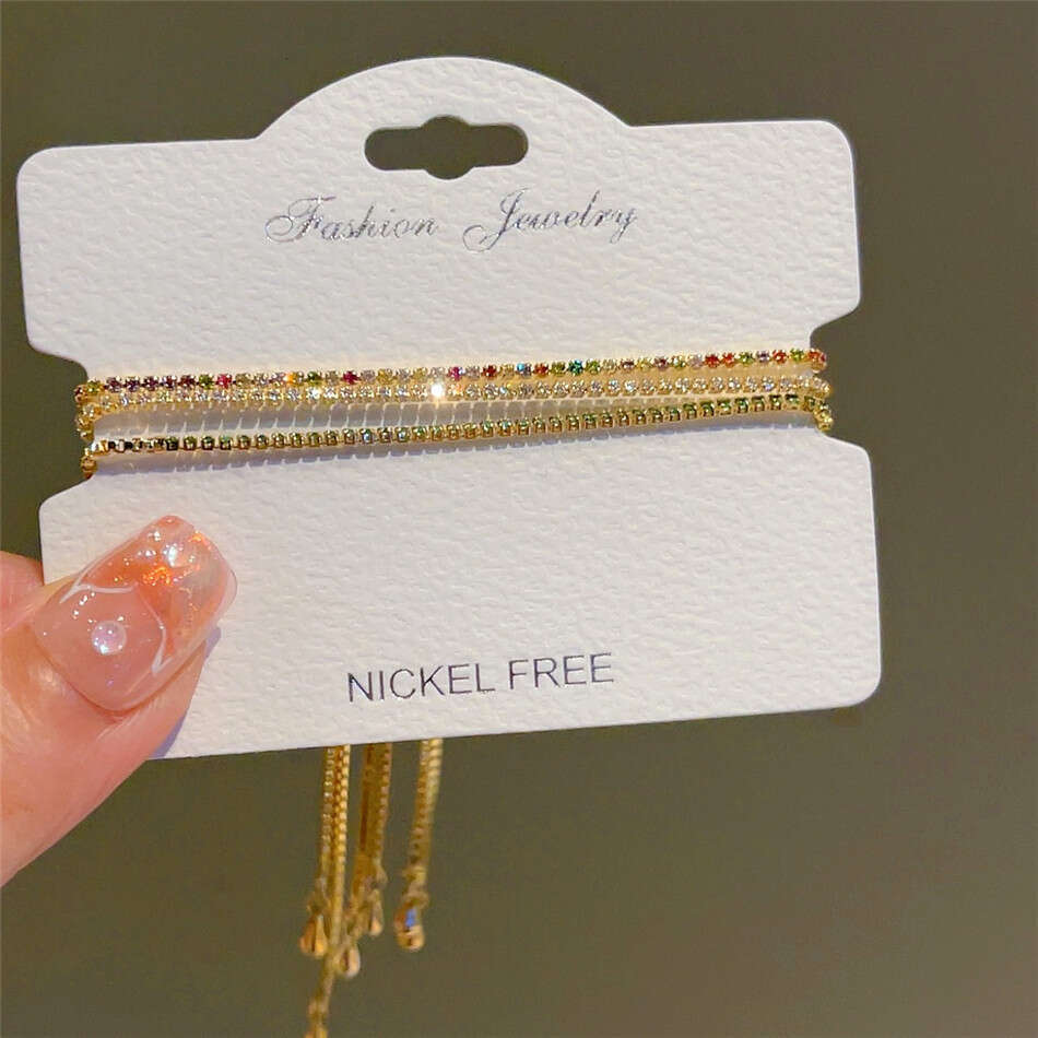 Colorful Pull Rope Micro Paved Zircon 2024 Ins Style Korean Version Exquisite High-end Feel Bracelet Versatile Hand Jewelry