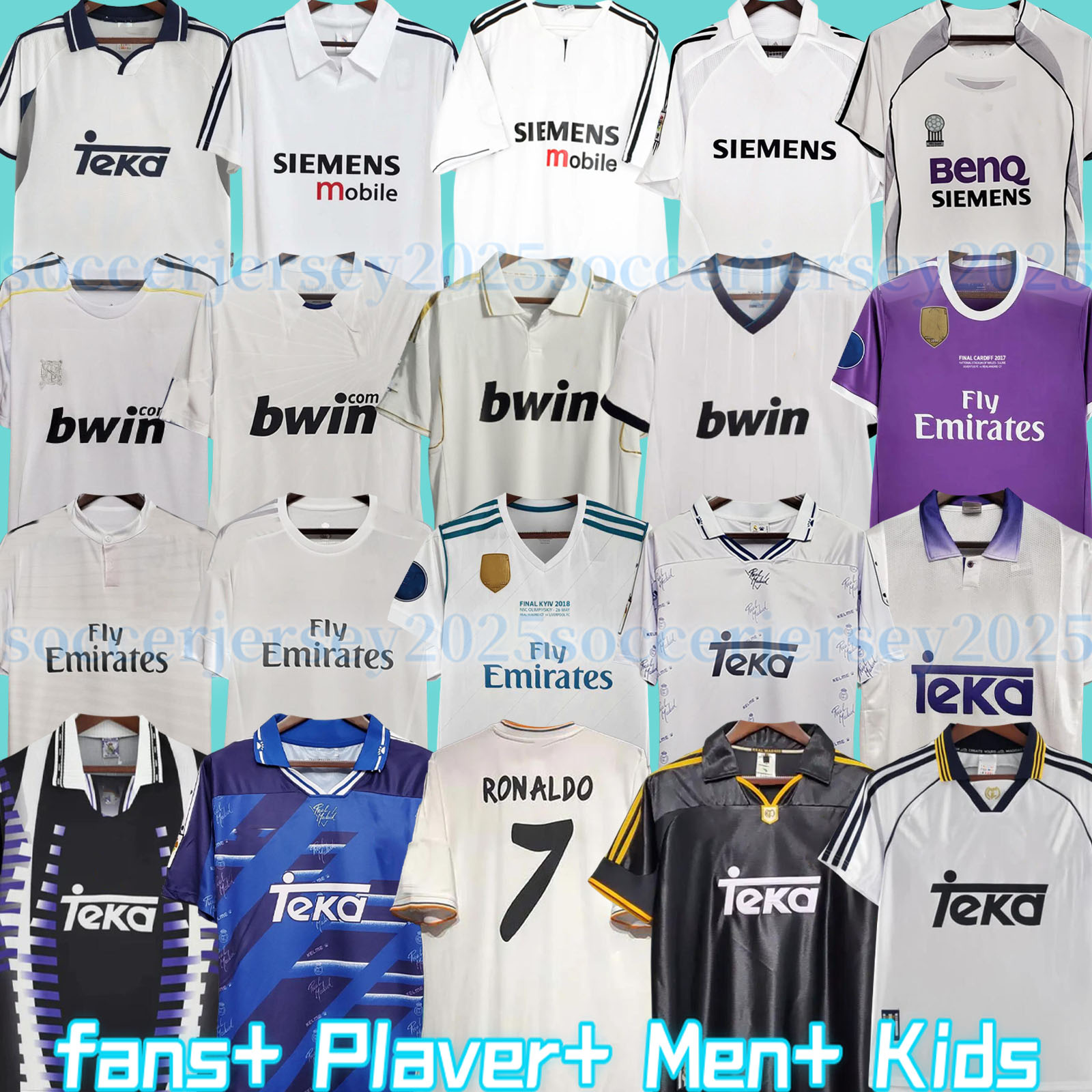 85 87 88 94 96 97 98 99 Retro Real sMadrid Ronaldo Raul retro soccer jerseys vintage 2000 01 02 03 04 05 R.CARLOS Guti FIGO SEEDORF MIJATOVIC SERGIO RAMOS classic shirt