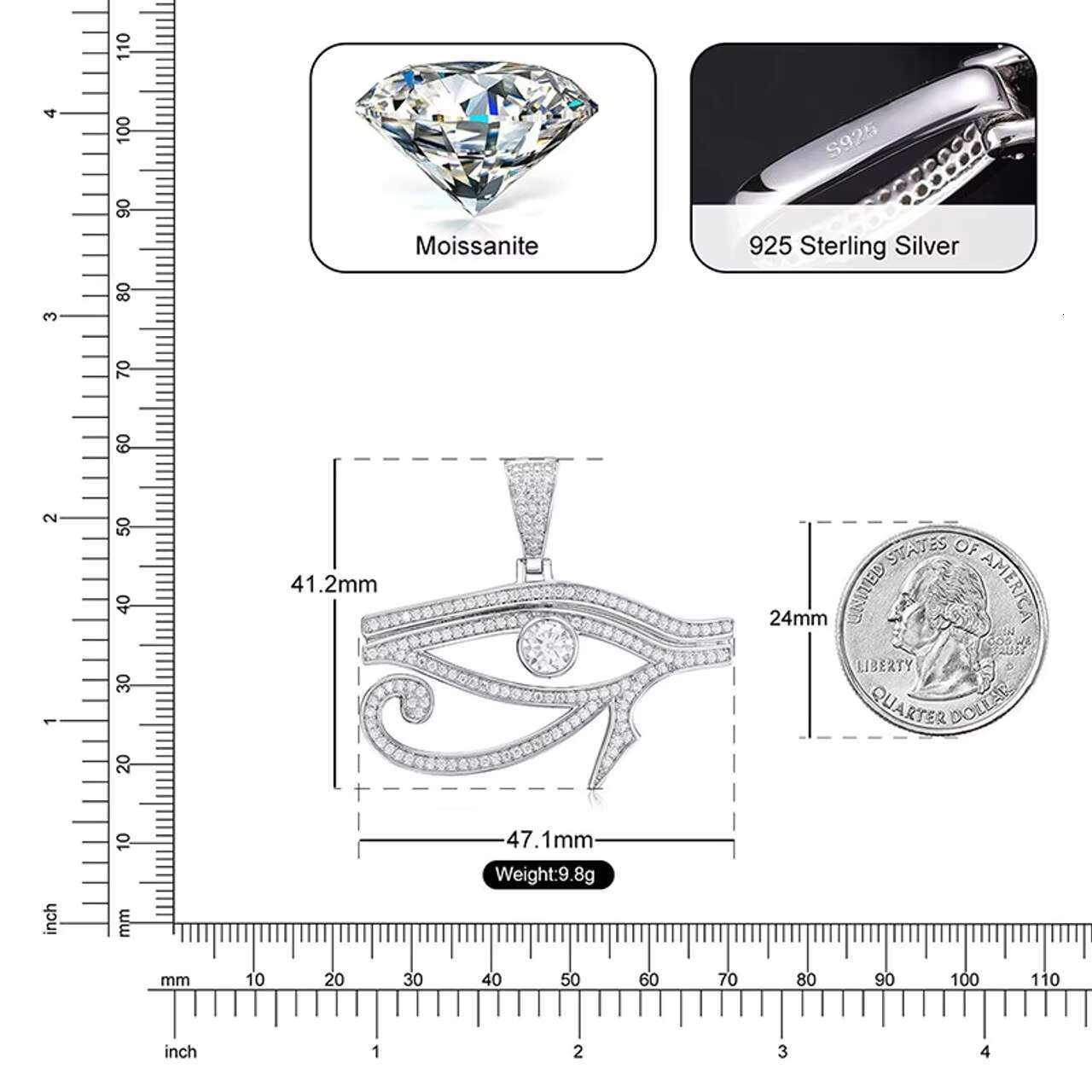 New Exotic VVS Lab Diamond Ancient Egypt Eye of Horus Pendant Moissanite Hip Hop Necklace with Unique Design