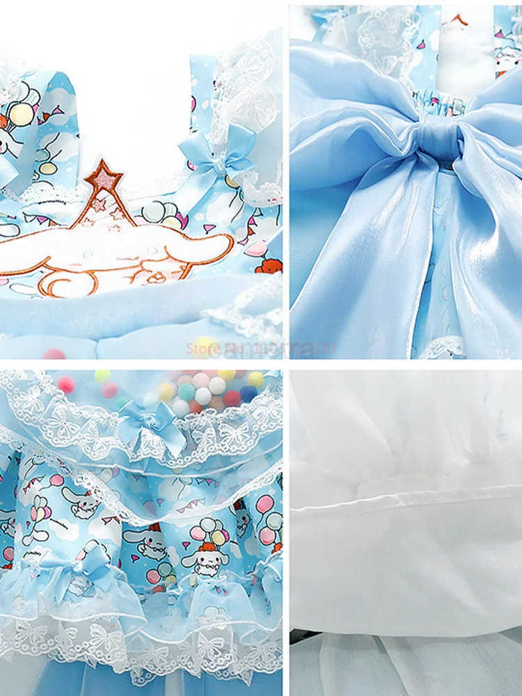Sanrio 2024 Sanrio Cosplay Cinnamoroll Lolita Princess Dress Summer ChildrenS Birthday Party Costume Puffy Skirt Dress Suit Girls Gift XJ250618