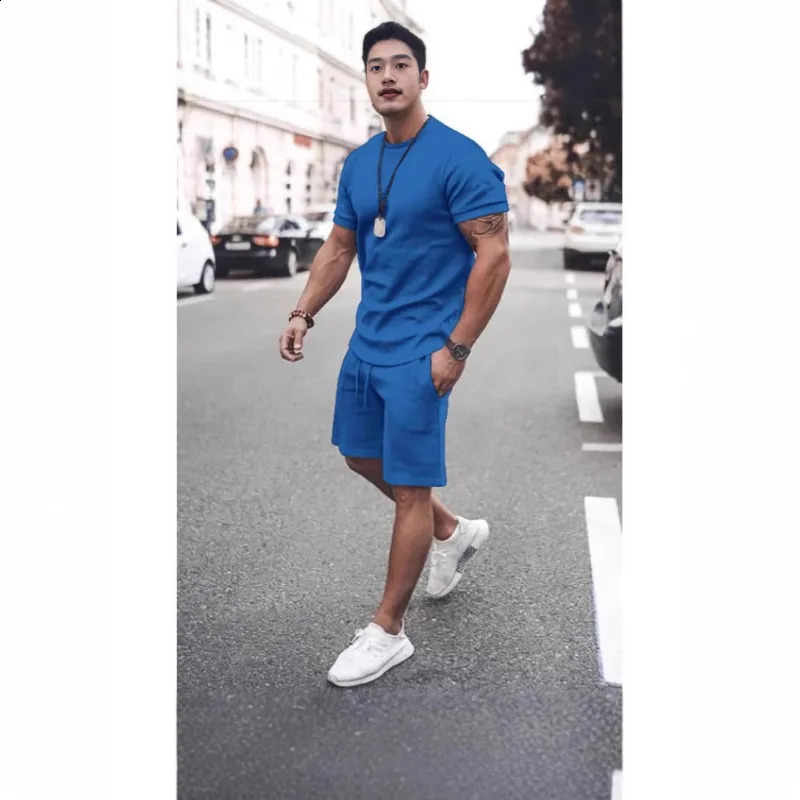 Men Suits European and American Summer Foreign Trade Youth Clothes with Shortsleeved Tshirt Sports Casual 250614