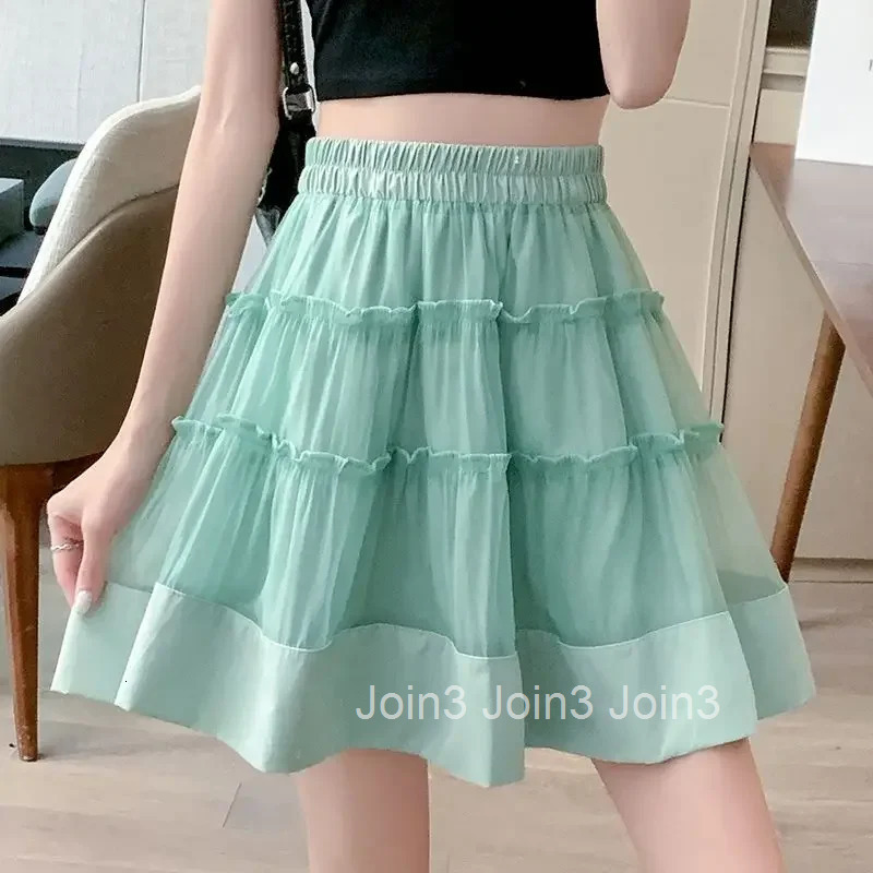 High Waist Tulle Patchwork Short Skirts for Women Mini Mesh Woman Skirt Y2k Vintage Harajuku Modest Clothing Trend 2025 Casual V