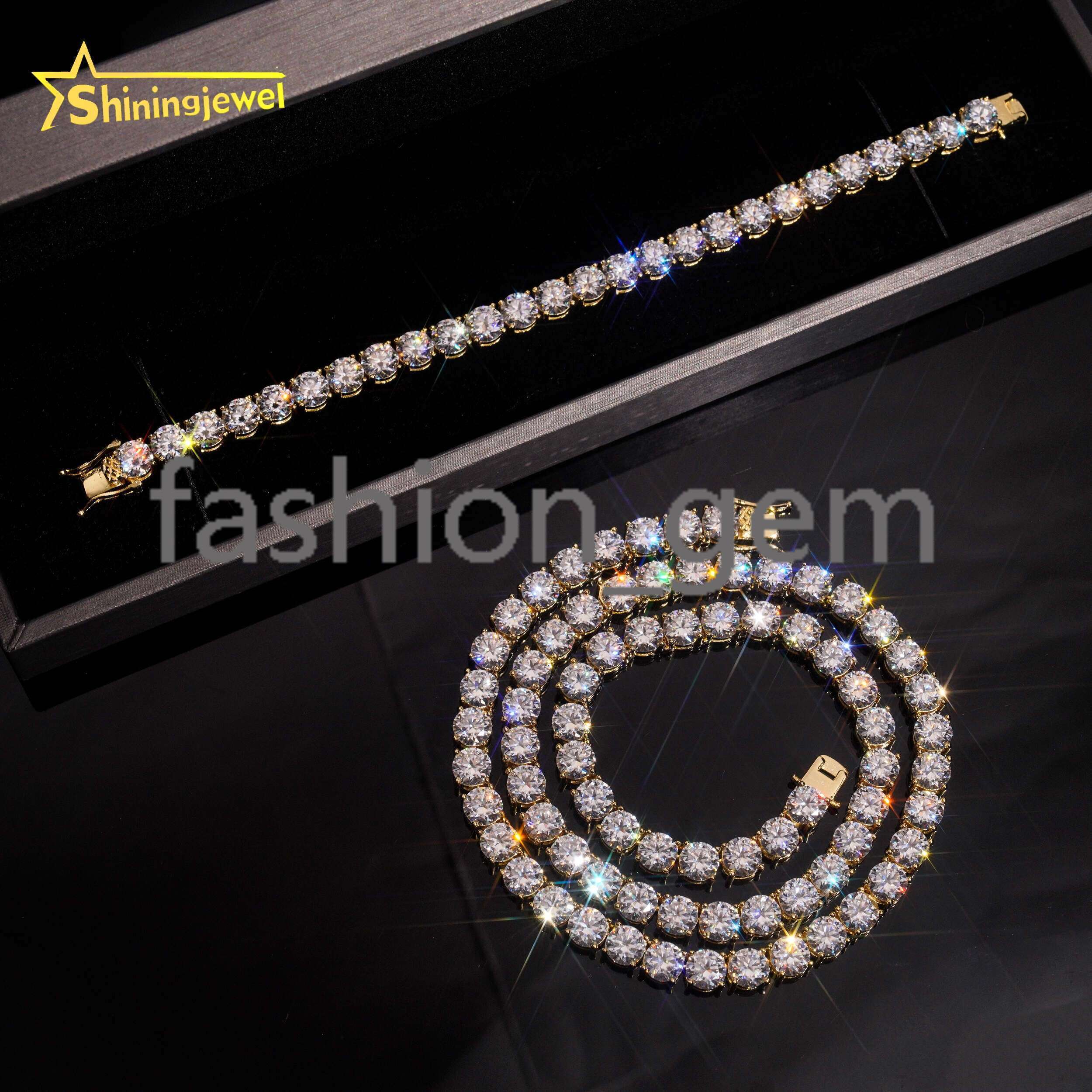 GRA Certificated Men Women 6.5MM Moissanite Tennis Necklace Hip Hop 925 Silver Tennis VVS Moissanite Chains Fine Jewelry