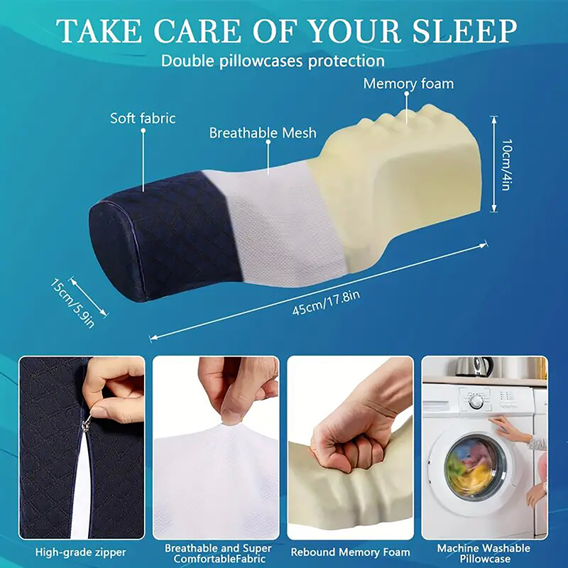 Cervical pillow protects the strength of vertebra and helps sleep. memory cotton single small cylinder repair pillow