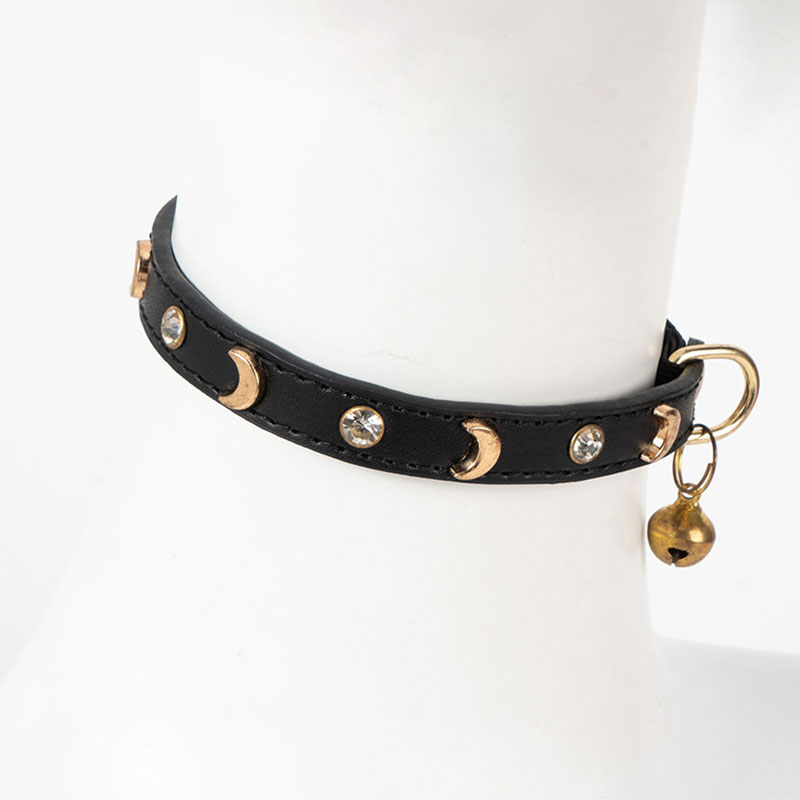 Dog collar, adjustable designer leather fashionable casual dog and cat neck strap pet collar