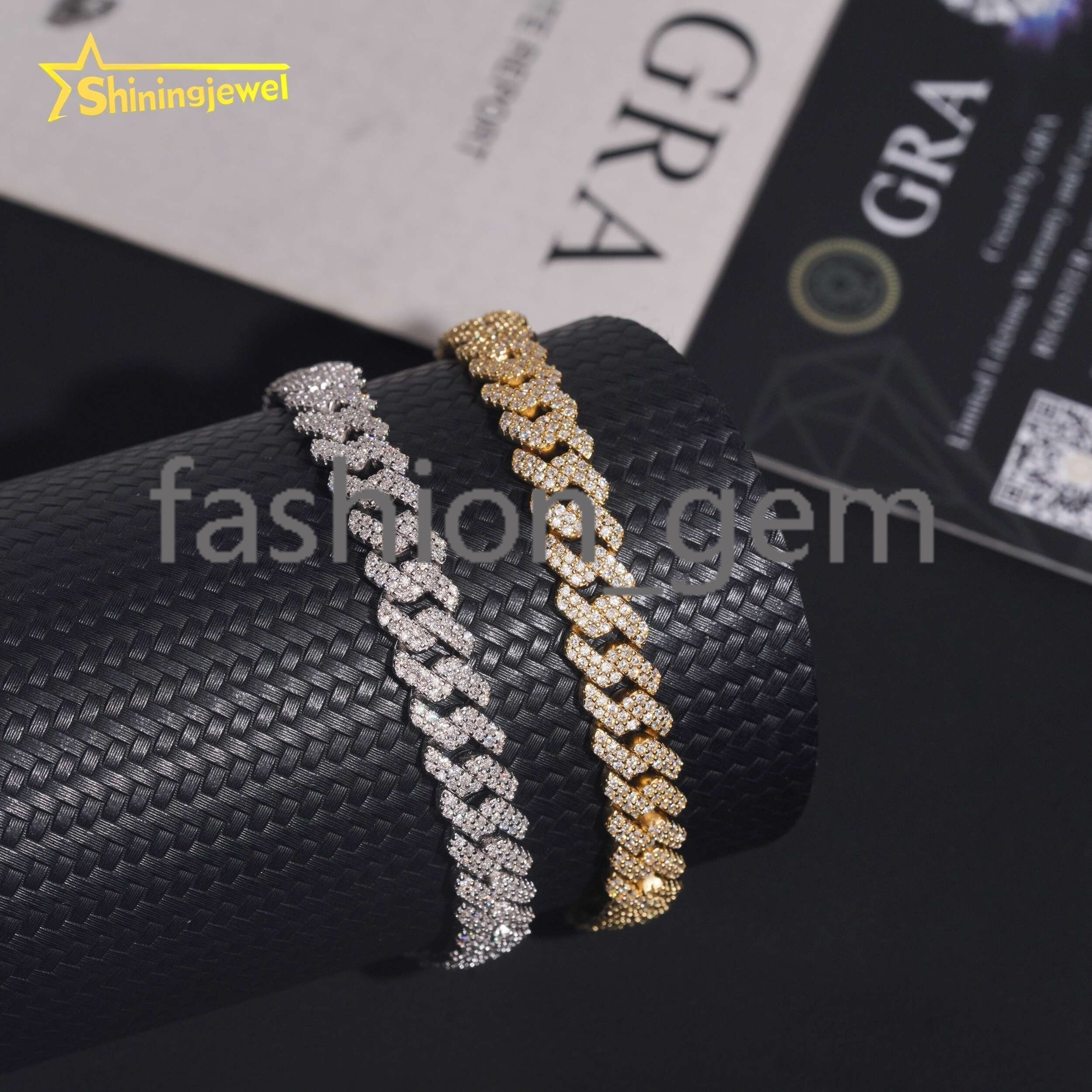 Iced Out Jewelry Pass Diamond Tester 8mm High Quality Hip Hop Moissanite 925 Silver Cuban Link Bracelets