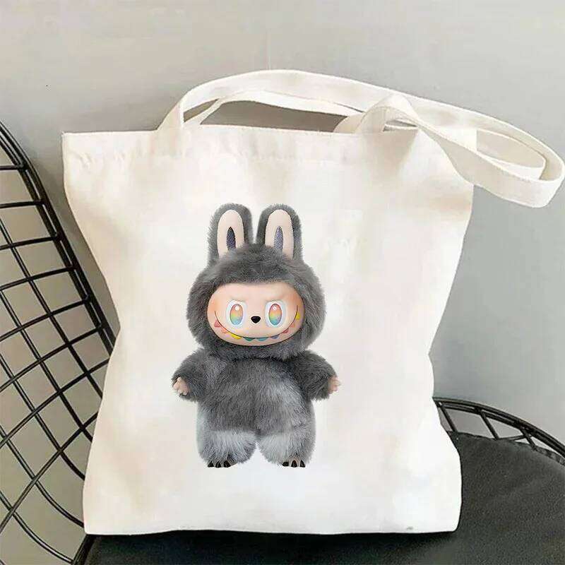 New Creative Labubu Cute Cartoon Large-Capacity Female Shoulder Han Feng Portable Canvas Bag With Design Sense