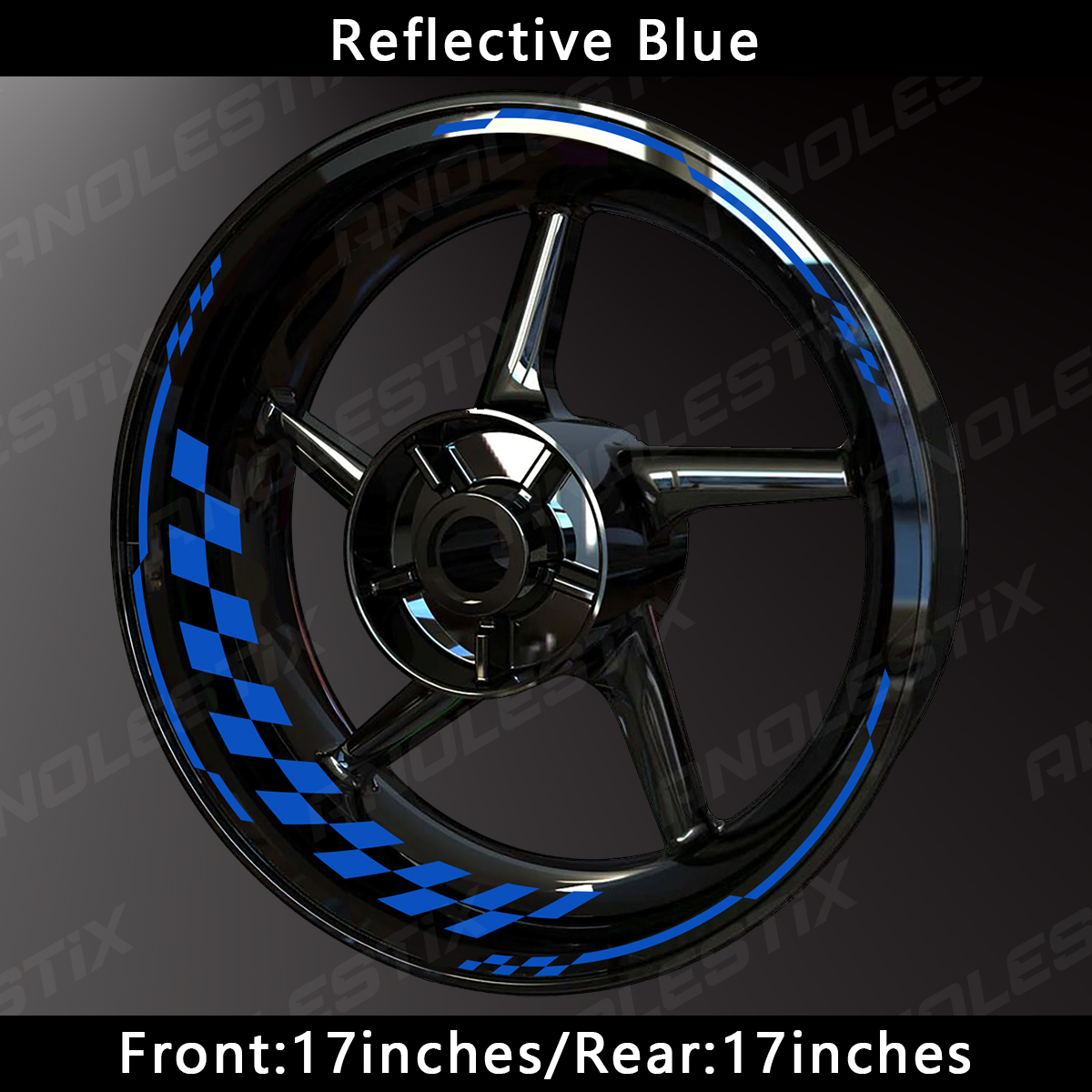 AnoleStix Reflective Motorcycle Wheel Stickers Hub Decal Rim Stripe 17 Inchs For YAMAHA Honda Kawasaki Suzuki BMW KTM Ducati Triumph